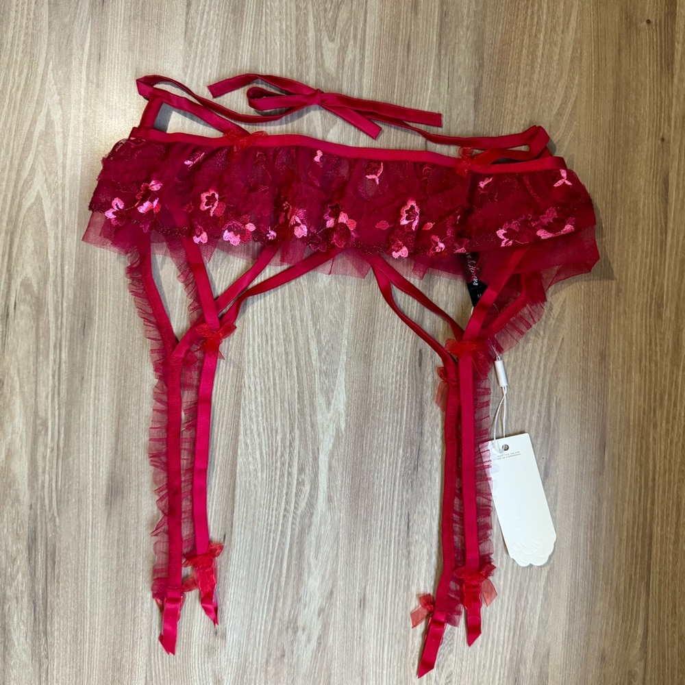 For Love and Lemons 3D Red Garter Belt